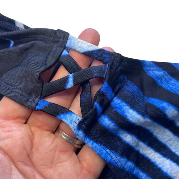 NEW Rachel Roy Strappy Bikini Bottom in Blue Zebra - Picture 3 of 8